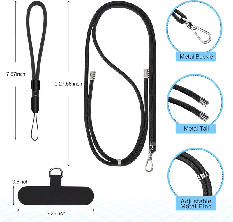 AccuPrints Sumiko Phone Lanyard for Mobile, Adjustable Wrist and Neck Strap Set for Most Phone Case, Universal Nylon Safety Mobile Chain, Crossbody Strap with 2 Self-Adhesive Inserts Sling Not Includes Case - Image 3