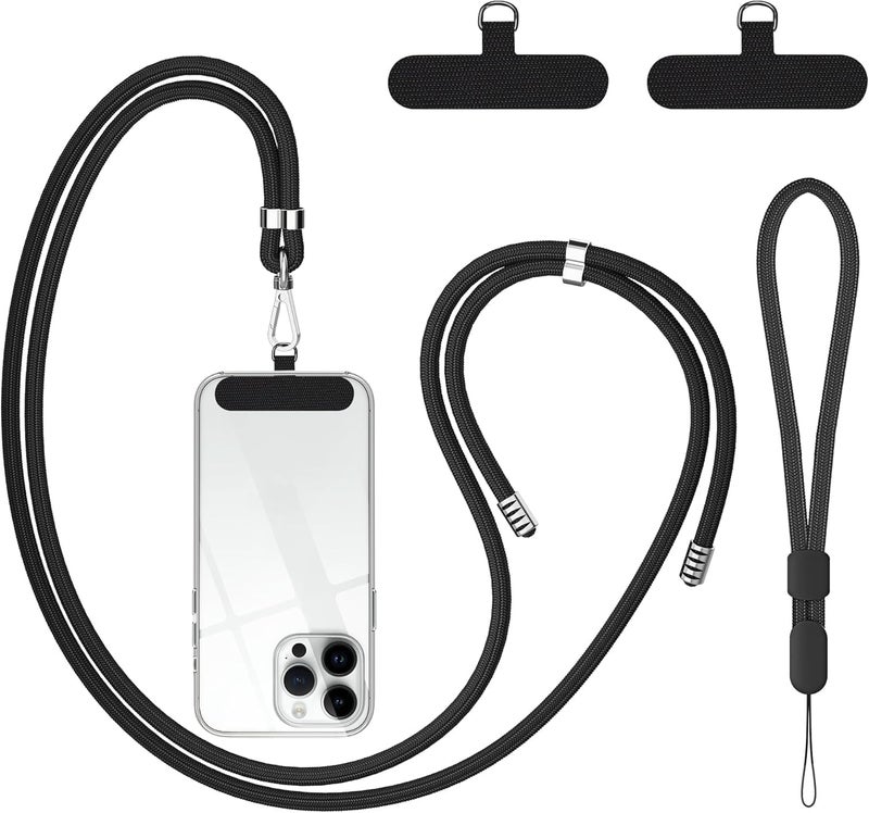 AccuPrints Sumiko Phone Lanyard for Mobile, Adjustable Wrist and Neck Strap Set for Most Phone Case, Universal Nylon Safety Mobile Chain, Crossbody Strap with 2 Self-Adhesive Inserts Sling Not Includes Case - Image 1