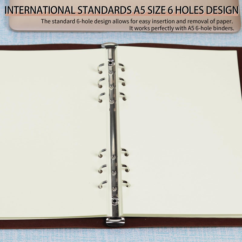 Mafegu A5 Blank Refill Paper, A5 Loose Leaf Paper 6 Hole Notebook Refills for 6 Ring Refillable Binder Notebook Planner Diary Journals Painting -Blank Pages,80 Sheets/160 Pages - Image 4