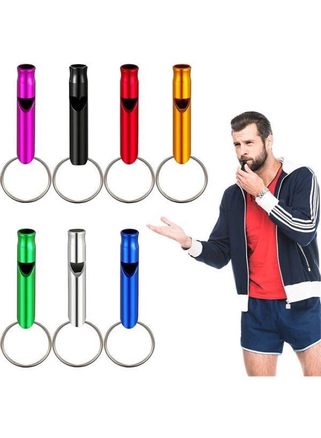 Generic Survival Whistle Outdoor Keychain Training Tool High Tone Multifunctional Aluminum Alloy Whistle-Color:Silver - Image 4