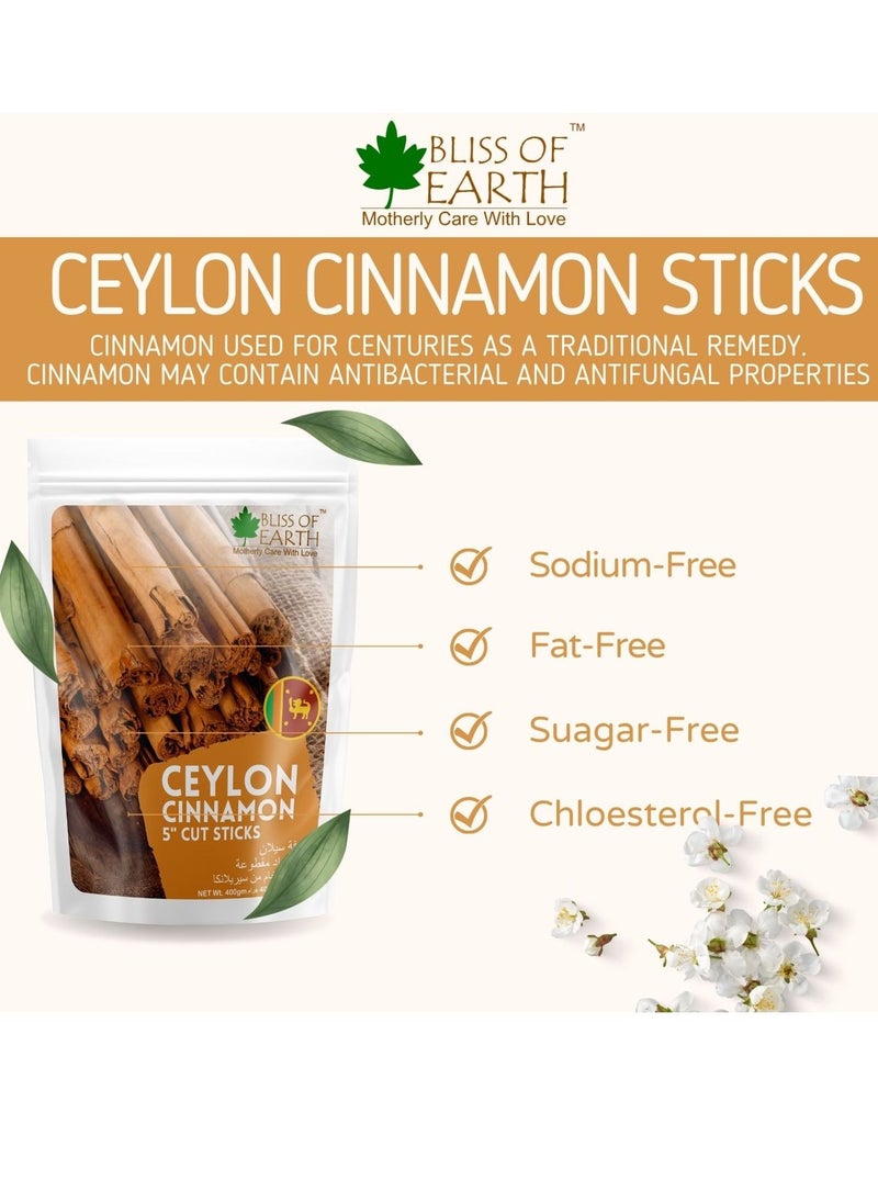 BLISS OF EARTH 200gm Ceylon Cinnamon Dalchini 5" Cut Sticks True Cinnamon Raw From Sri Lanka Original Whole Spice for Tea & Cooking  - Image 3