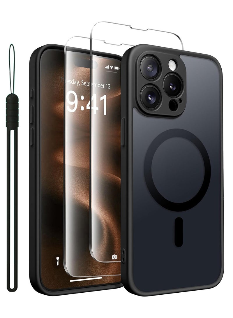 ايكارلوس جراب مغناطيسي لهاتف iPhone 14 Pro Max متوافق مع MagSafe، جراب هاتف شفاف رفيع مقاوم للصدمات، أسود - Image 1