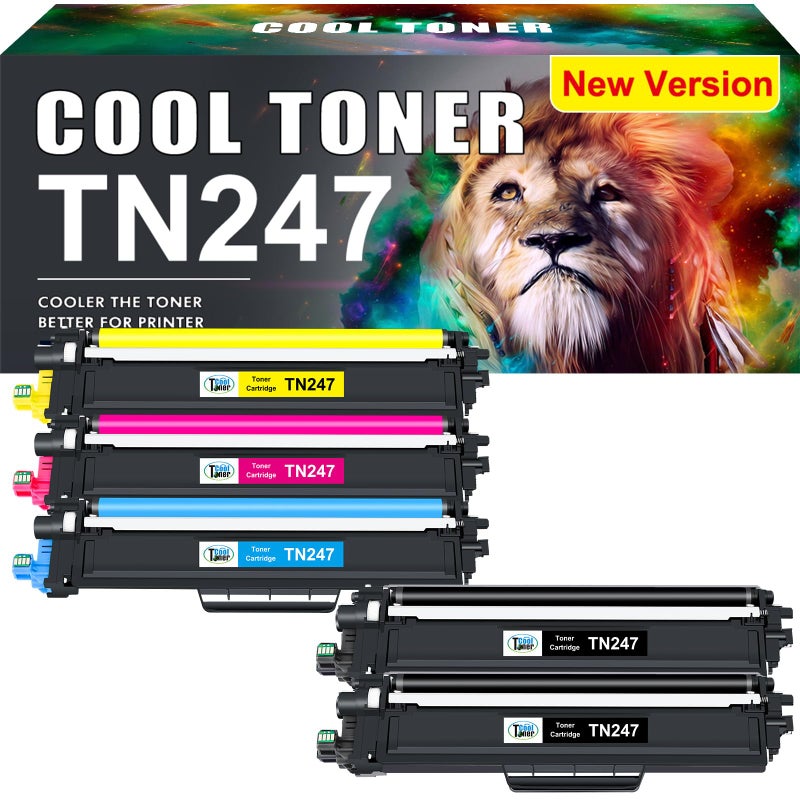 Cool Toner Compatible TN-243CMYK TN247 Toner for Brother MFC L3750CDW DCP-L3550CDW Toner MFC-L3750CDW MFC-L3770CDW MFC-L3710CW MFC-L3730CDN HL-L3230CDW HL-L3210CW TN243CMY K TN-24 7 TN-243 Pack of 5 - Image 1