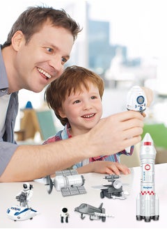 GROIC Deluxe Space Playset Toy - Astronaut Action Figure Space Exploration Playset Space Shuttle, Space Station & Capsule, Space Rocket & Rover - Space Toys for Boys and Girls  - Image 2