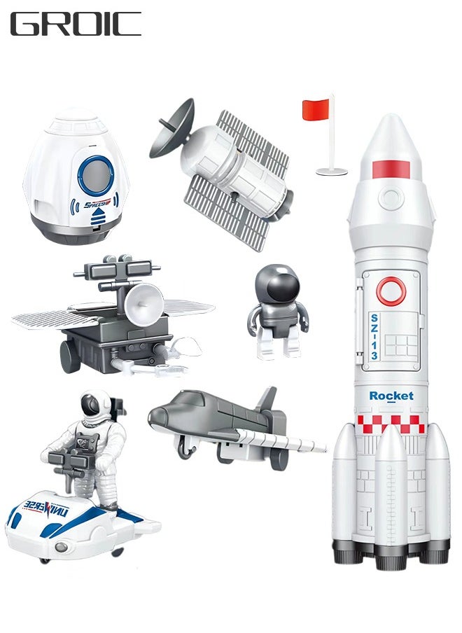 GROIC Deluxe Space Playset Toy - Astronaut Action Figure Space Exploration Playset Space Shuttle, Space Station & Capsule, Space Rocket & Rover - Space Toys for Boys and Girls  - Image 1
