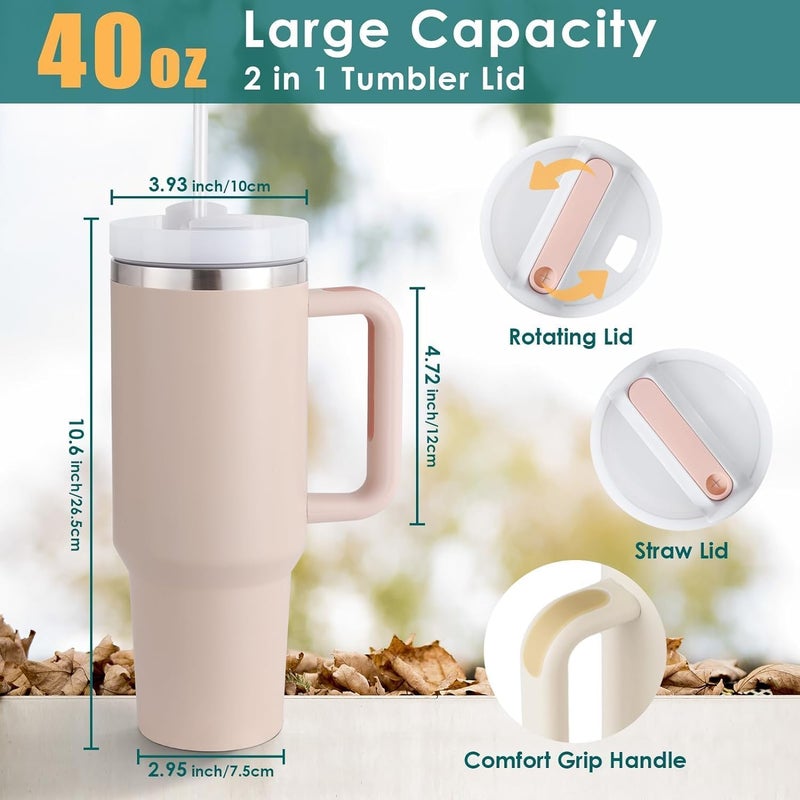 Onlyeasy 12 Litre Tumbler with Handle Straw Lid Leak Proof Mug for Office Gym Travelling Reusable Stainless Steel Water Bottle Travel Mug - Image 3