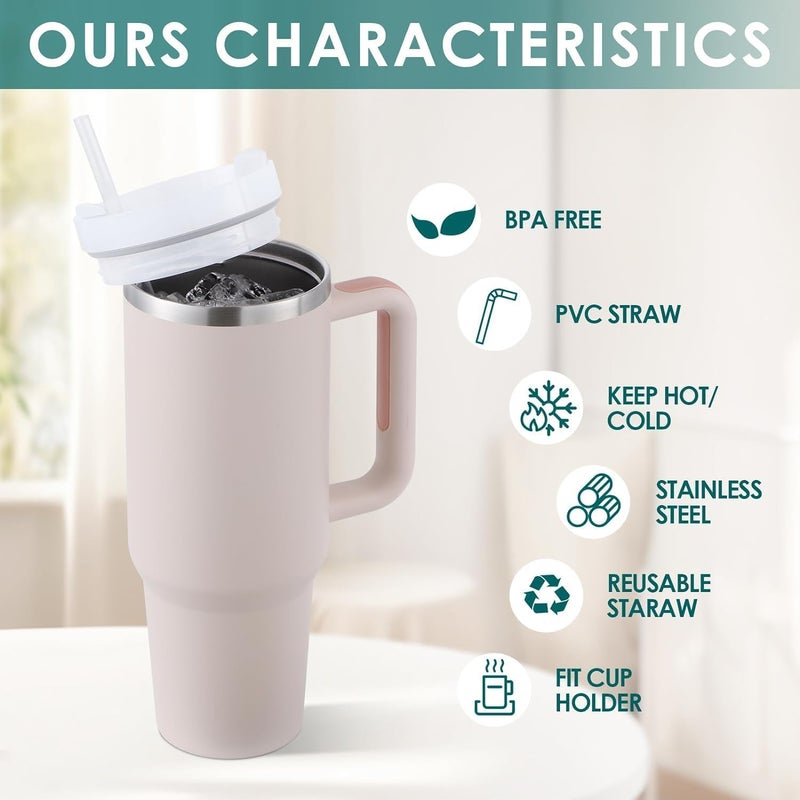 Onlyeasy 12 Litre Tumbler with Handle Straw Lid Leak Proof Mug for Office Gym Travelling Reusable Stainless Steel Water Bottle Travel Mug - Image 2