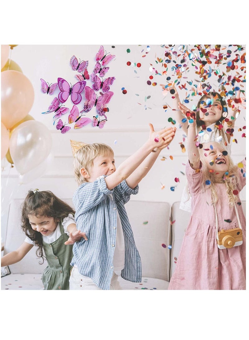 سيوسي ملصق جداري على شكل فراشة ، ملصق جداري مغناطيسي ثلاثي الأبعاد على شكل فراشة ، ملصق جداري مزخرف قابل للإزالة لغرفة الأطفال وغرفة النوم وغرفة المعيشة وتزيين الحفلات 24 قطعة ، وردي - Image 4