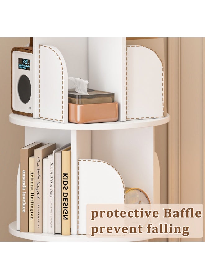 FAMAPY Round Rotating Bookshelf 360° Spinning Bookcase Organizer with 3 or 4 Shelves, Corner Standing Storage Rack for Home Office, Tall Narrow Bookcase for Small Spaces, Bedroom, Kids Room - Image 4