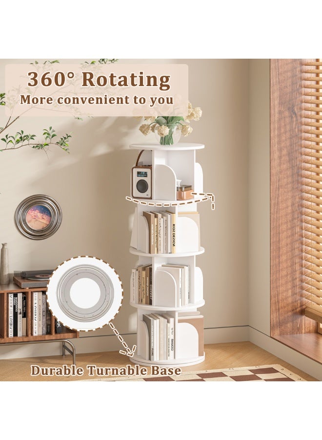 FAMAPY Round Rotating Bookshelf 360° Spinning Bookcase Organizer with 3 or 4 Shelves, Corner Standing Storage Rack for Home Office, Tall Narrow Bookcase for Small Spaces, Bedroom, Kids Room - Image 3
