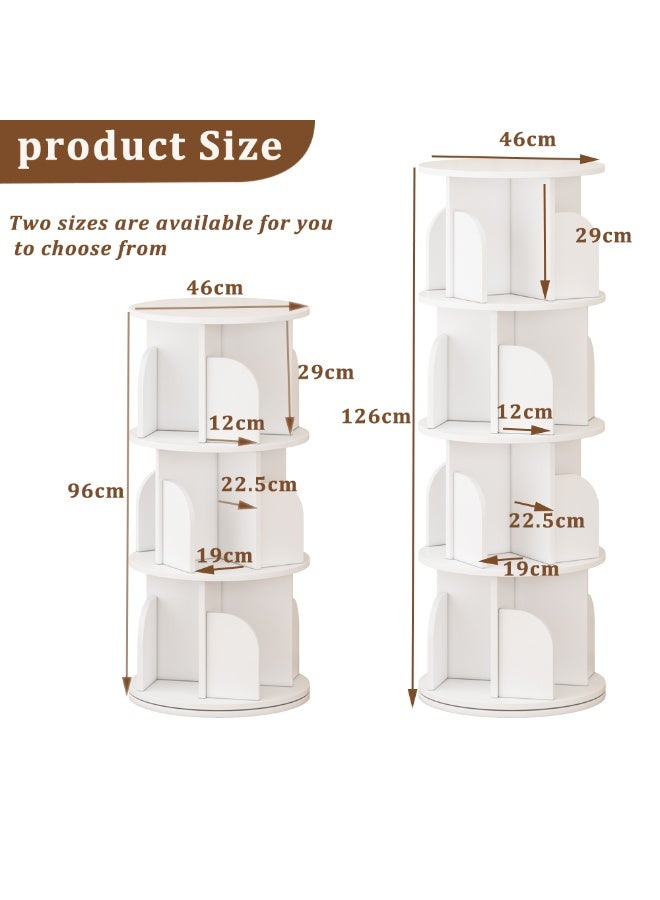 FAMAPY Round Rotating Bookshelf 360° Spinning Bookcase Organizer with 3 or 4 Shelves, Corner Standing Storage Rack for Home Office, Tall Narrow Bookcase for Small Spaces, Bedroom, Kids Room - Image 2
