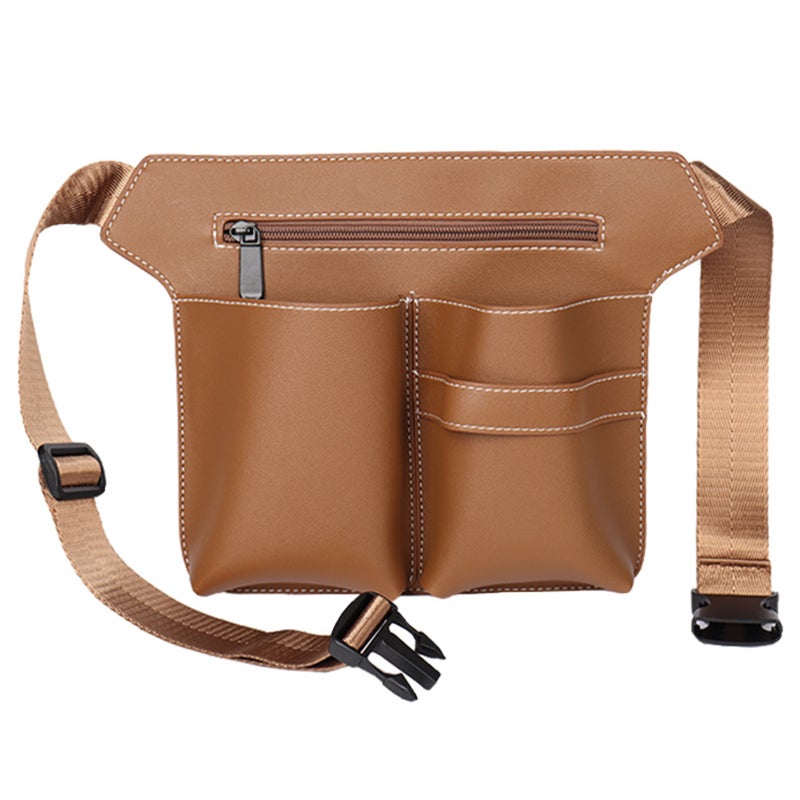 Hair Scissor Holster Khaki Multi-Functional Design Hairdressing Pouch - High-Quality Durable Material Barber Pouch for Professional Hairstylists Barbers Salon Use - Image 1