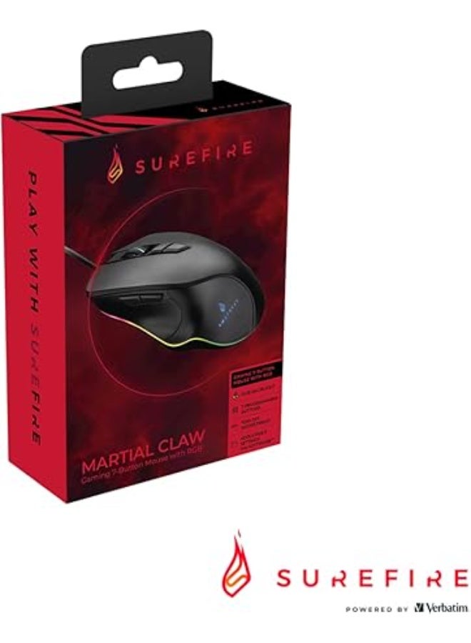 SureFire Martial Claw Gaming Mouse with RGB Lighting, PC Mouse with 7 Programmable Buttons, Wired Mouse, 7,200 DPI Computer Mouse with 1.8 m Cable - Image 2