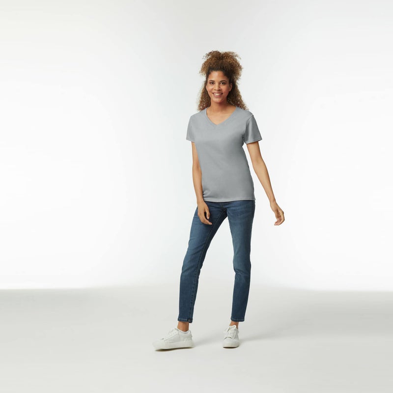 Gildan Women's Heavy Cotton V-Neck T-Shirt, 2-Pack, White, Medium - Image 3