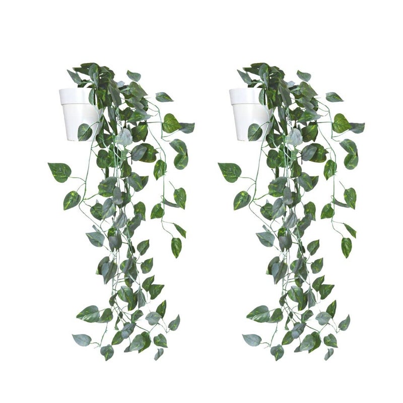 fancymart Artificial Vine Plant Falling with Pot Pack of 2 Natural Touch Feel Home Dcor with Small Size Pot Small Faux Plants for Home Decor Office Decor Size 60 X 25 X 20 CM