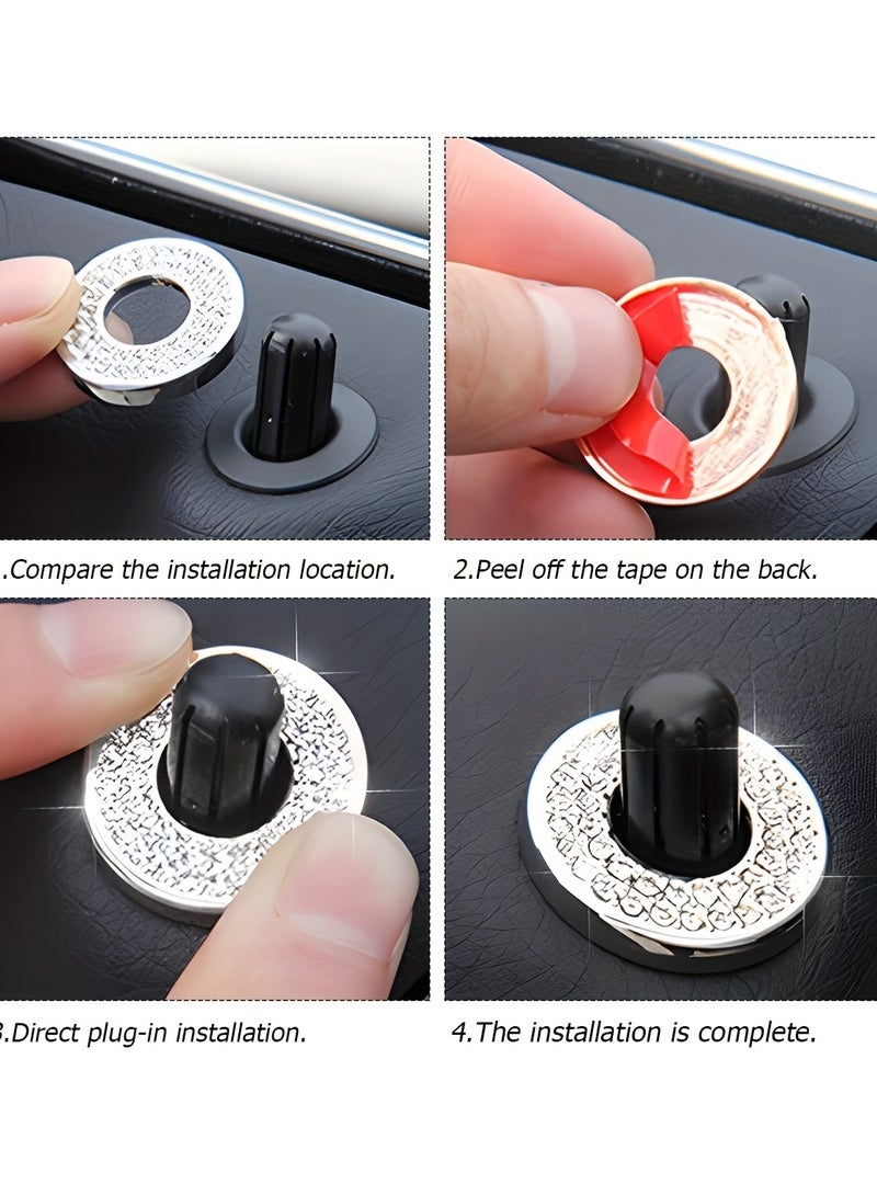 4 قطعة ملصقات السيارات الكريستال الشارات ديكورات داخلية لقفل باب السيارة سحب قضيب الترباس - Image 2