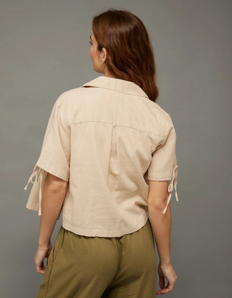 American Eagle  AE Linen-Blend Button-Up Shirt  | Best Price UAE