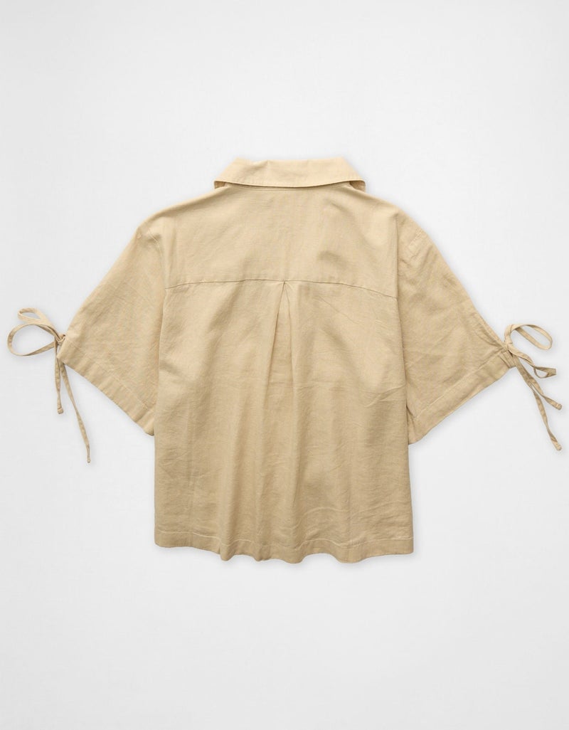 American Eagle AE Linen-Blend Button-Up Shirt - Image 4