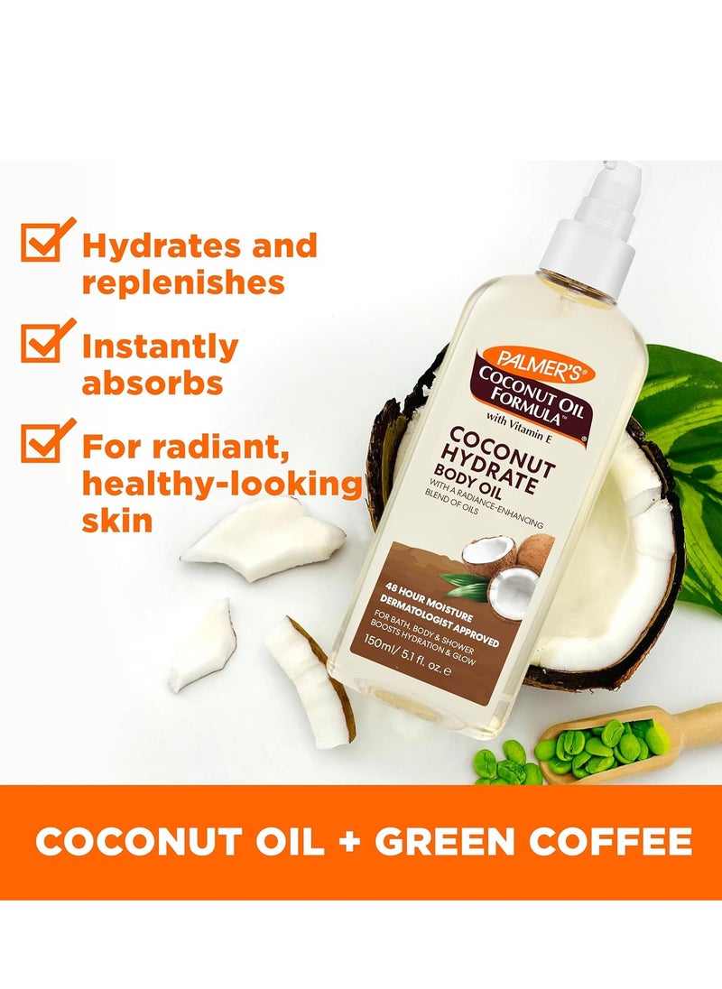PALMER'S - Palmer's Coconut Oil Formula Body Oil, Body Moisturizer with Green Coffee Extract, Bath Oil for Dry Skin, 5.1 Ounces (Spray Cap) - Image 1