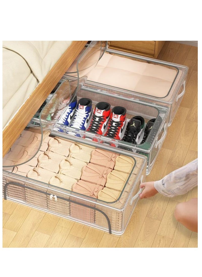 Golden Shoe Storage Box 2 Pack Under Bed Shoe Storage Organizer, Clear Stackable Shoe Organizer for Closet, 60*30*21cm Shoes Organizer Shoe Container Bins for Sneakers Foldable Shoe Rack for Clothes, Toys  - Image 3