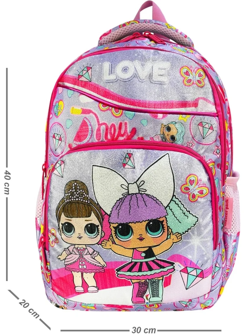 Tezzgelsin Girl Patterned Waterproof Orthopedic 3 Compartment School Bag with Nutrition and Pencil Case Set of 3