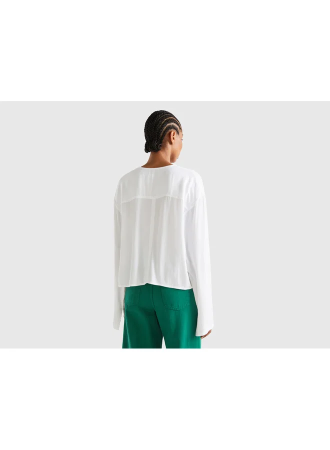 UNITED COLORS OF BENETTON Blouse With V-Neck