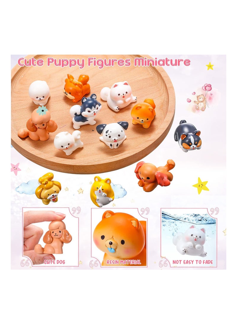KASTWAVE 12 PCS Cute Dog Figurines Set, Miniature Garden Dogs Landscape, Mini Resin Dog Toy, Figures Puppy Party Decorations, Cake Cupcake Toppers, for Home Garden Birthday Party Plant Pots Decor  - Image 1