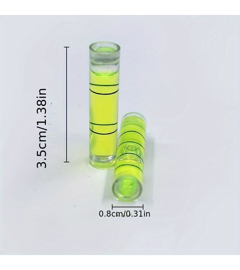4 Acrylic Cylinder Level Bubbles 8x35mm Green Precision Tube Spirit Levels For Picture Frames Measuring Tools - Image 3