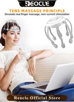 REOCLE Electric Scalp Massager Head Massager with 8 Vibrating Contacts & 3 Modes 360 Degree Head Massager Cordless Portable Head Scratcher for Stress Relax  - Image 3