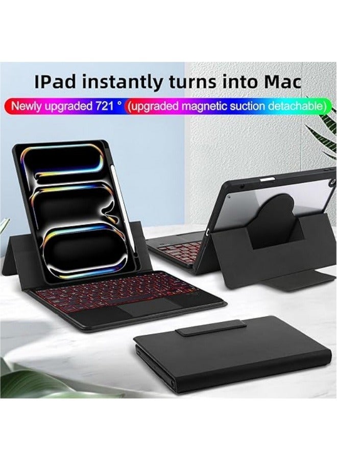Removable Touched Keyboard Case Compatible with iPad Air 11 Inch 6 Generation 【2024 6th Gen】 Tablet Magic Bluetooth Backlight Holster for M2 - Image 3