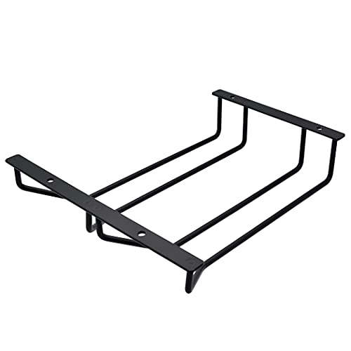 zoohot 9.6-Inch Wine Glass Rack - Under Cabinet Stemware Wine Glass Holder Glasses Storage Hanger Metal Organizer for Bar Kitchen Black (2 Rows, 1 Pack) - Image 4
