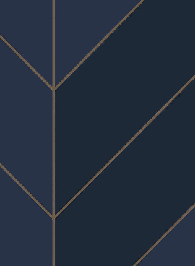 Simple Shapes Gold Lines Chevron Vinyl Wallpaper Peel and Stick (Single Sheet - 2ft x 9ft, Navy) - Image 4