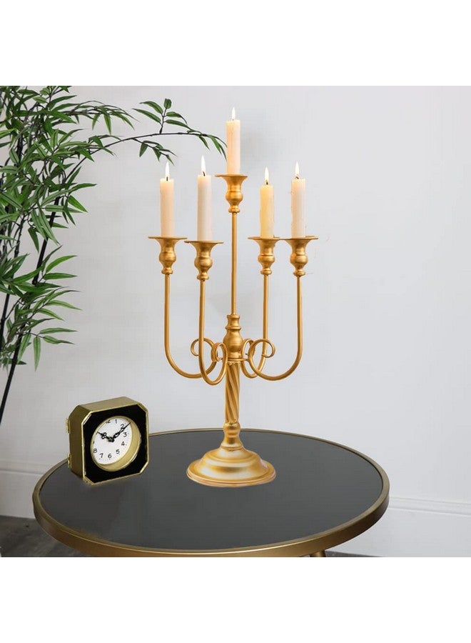 Hewory Metal Candelabra Gold Candle Stand 20in Tall, 5-Candle Candlestick Holder for Taper Candles, Candle Holder for Wedding Centerpiece Christmas Valentine Holiday Party Event Reception Decor, 2Pcs - Image 5