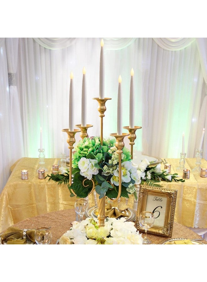 Hewory Metal Candelabra Gold Candle Stand 20in Tall, 5-Candle Candlestick Holder for Taper Candles, Candle Holder for Wedding Centerpiece Christmas Valentine Holiday Party Event Reception Decor, 2Pcs - Image 3