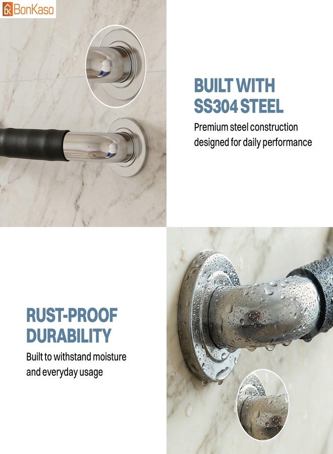 BonKaso Grab Bar SS304 12 inch with Rubber Grip Pack of 2, Matt Finish Bathroom Safety Handle, Wall Mount Support Bar for Elderly, Anti-Slip Stainless Steel Grab Rail with Screw Plugs - Image 4