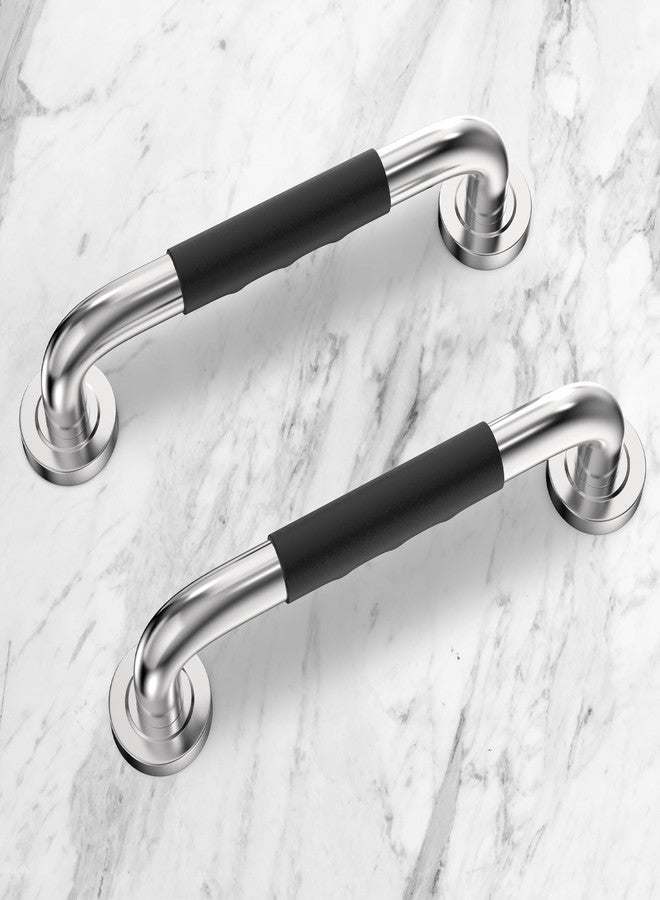 BonKaso Grab Bar SS304 12 inch with Rubber Grip Pack of 2, Matt Finish Bathroom Safety Handle, Wall Mount Support Bar for Elderly, Anti-Slip Stainless Steel Grab Rail with Screw Plugs - Image 1