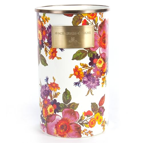 mackenzie childs MACKENZIE-CHILDS Enamel Utensil Holder, Kitchen Utensil Holder for Countertop, Storage Caddy, White Flower Market - Image 1
