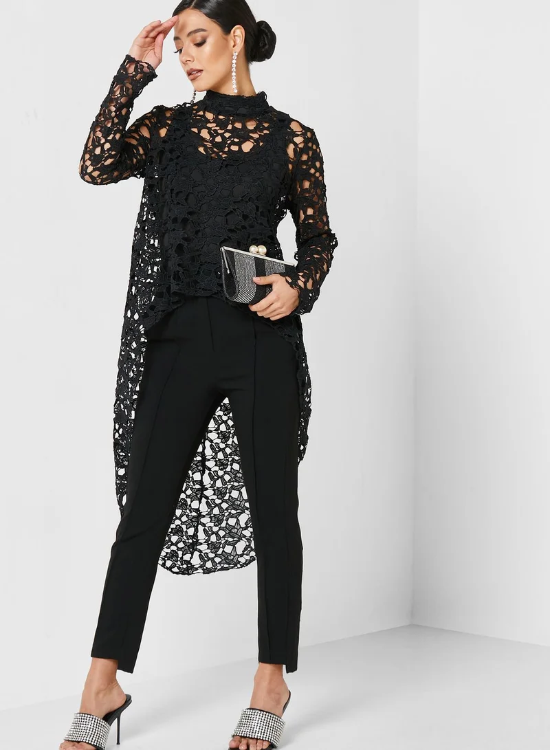 Khizana Asymmetrical Hem Self Design Blouses
