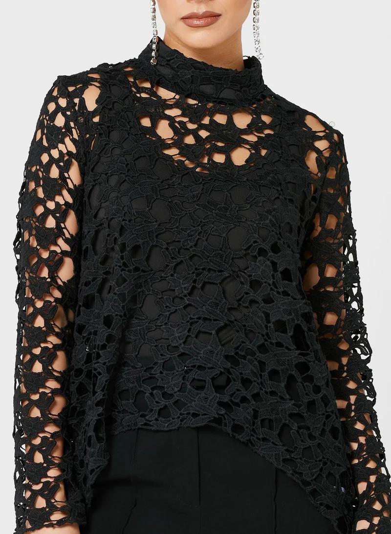 Khizana Asymmetrical Hem Self Design Blouses