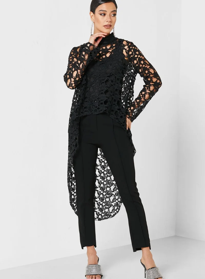 Khizana Asymmetrical Hem Self Design Blouses