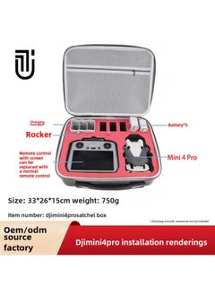 Generic For DJI For DJImini4pro UAV Portable Portable Anti-seismic Toolbox PC Hard Shell Storage Box Messenger Bag-Color:Applicable To Mini3pro (black Shoulder Strap Model)-Size:33*26*15cm  - Image 3