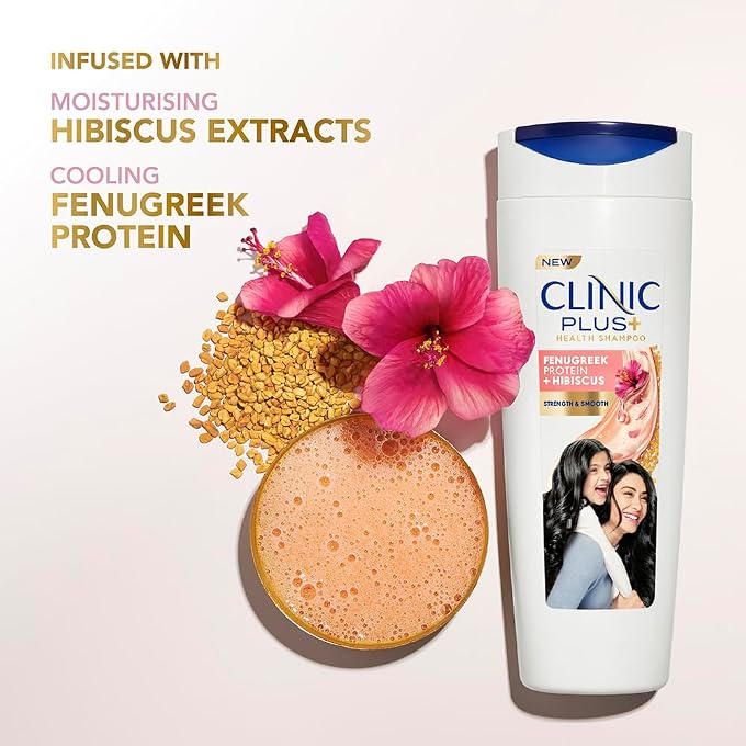 Clinic Plus Strength & Smooth Shampoo, Fenugreek Protein + Hibiscus for Hair Strengthening and Smoother Hair, 650 ml - Image 3