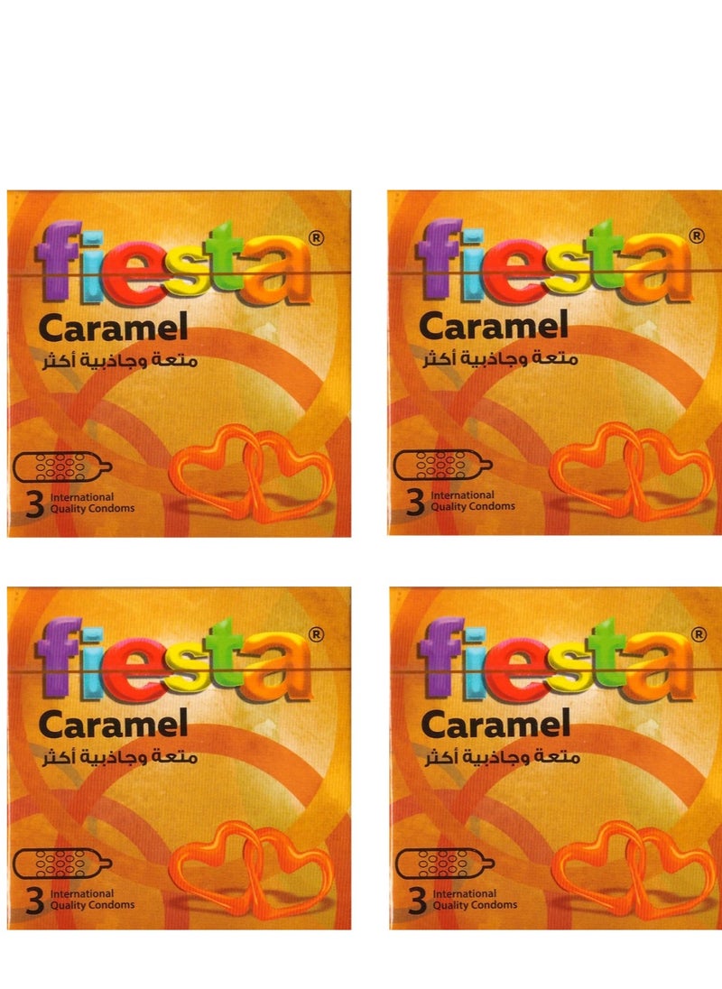 فييستا Fiesta فييستا كراميل - واقي ذكري محبب - 4 عبوة 3 قطع 