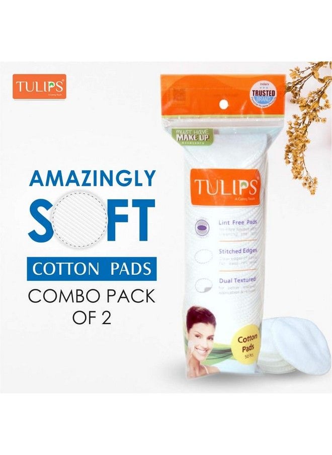 Tulips 50 Round Facial Cotton Pads In A Ziplock Bag (Pack Of 2); Made From 100% Pure Soft Cotton Best For Applying & Removing Makeup Safe For Sensitive Skin  - Image 3