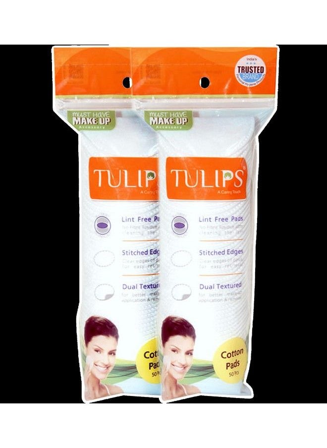 Tulips 50 Round Facial Cotton Pads In A Ziplock Bag (Pack Of 2); Made From 100% Pure Soft Cotton Best For Applying & Removing Makeup Safe For Sensitive Skin  - Image 2