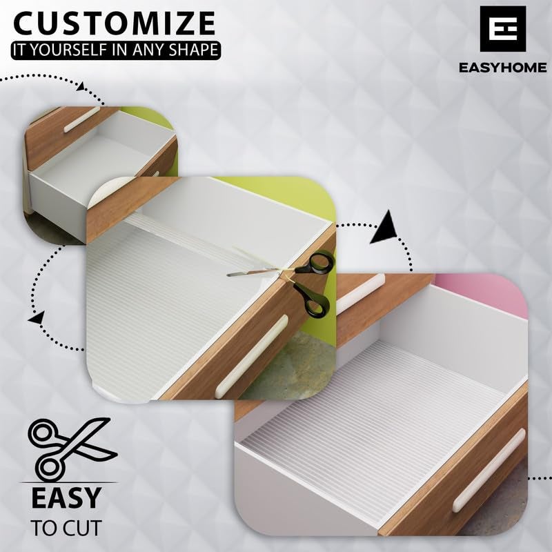 Easy Home EASYHOME Multipurpose 60cm x 5m Waterproof EVA Lines Anti Slip Mat for Kitchen, Bathroom Cabinet Kitchen Drawer Shelf Liner Sheets Roll, Non-Slip Fridge Mat, Table Mat (60cm x 5 Metres Roll, Clear) - Image 5