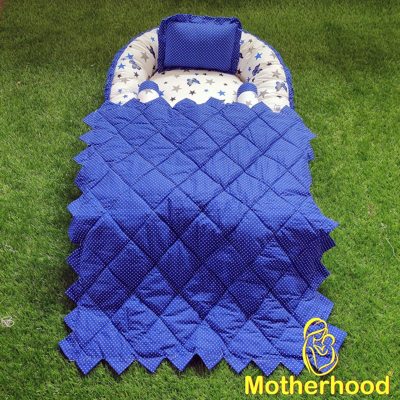 MOTHERHOOD MOTHERHOOD Baby Nest Bed with 3 pc Baby Pillow and 1 Large Baby Blanket Luxury UltraSoft Comfortable Baby Mattress Bed Sleeper Bedding Set coSleeper for Newborn to Toddlers Blue - Image 2