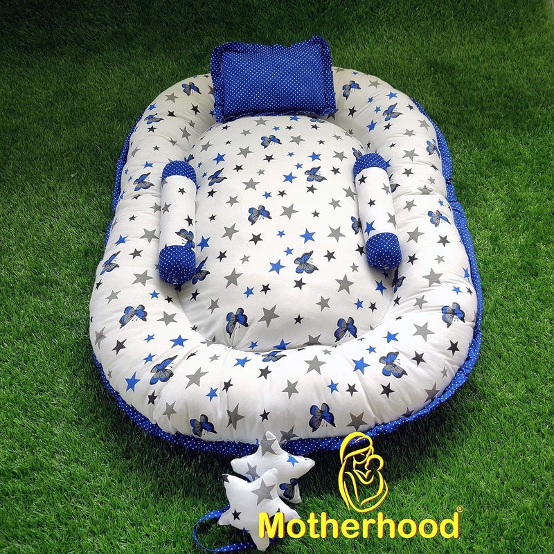 MOTHERHOOD MOTHERHOOD Baby Nest Bed with 3 pc Baby Pillow and 1 Large Baby Blanket Luxury UltraSoft Comfortable Baby Mattress Bed Sleeper Bedding Set coSleeper for Newborn to Toddlers Blue - Image 5