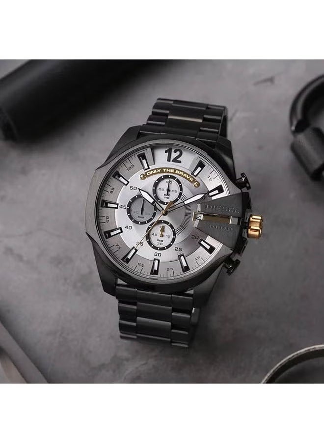 DIESEL Men's Mega Chief Men'S Grey Dial Stainless Steel Chronograph Watch DZ4479  - Image 5