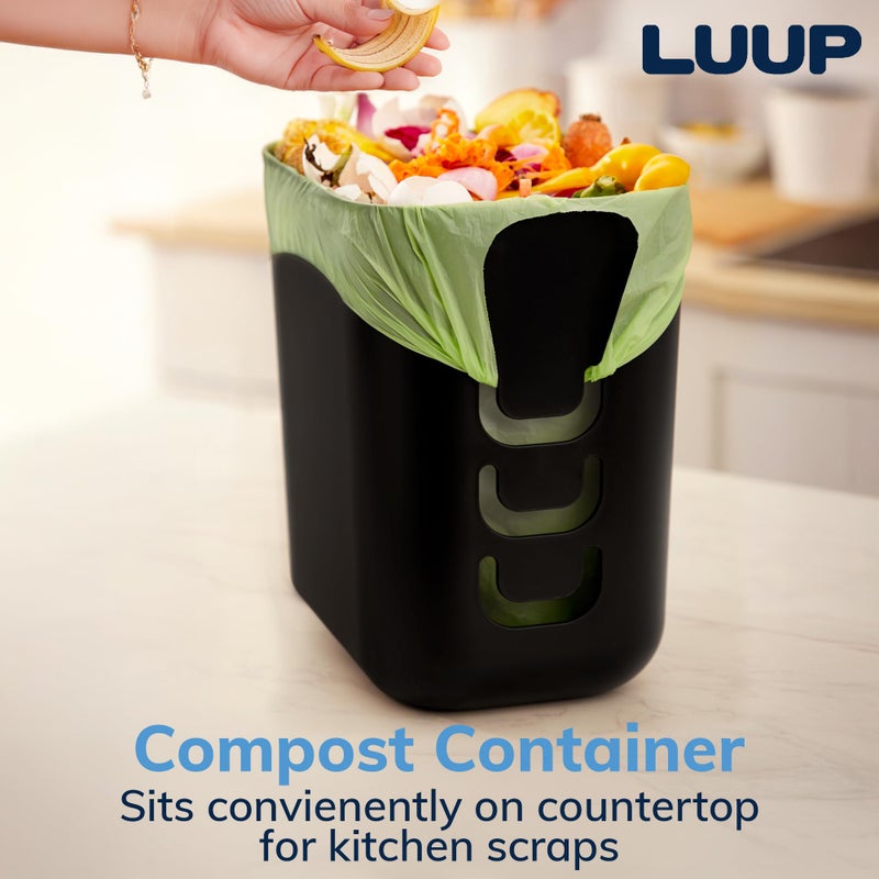 STORi Luup Trash Can (Black) - Reuse Grocery Bags - Plastic Garbage Container for Bathroom, Vanity, Laundry Room, Kitchen, Office, Garage - 2.5 Gallon Wastebasket with Hooks to Secure Trash Bags - Image 5